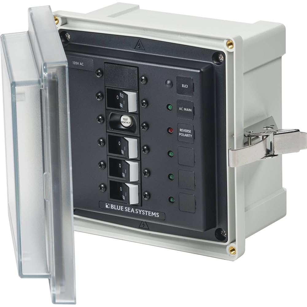 Blue Sea 3128 - Sms Panel Enclosure W/Elci (30A) &Amp; 3 Branch (15A) - 120V Ac,WBAUVB0BDSTXH4V