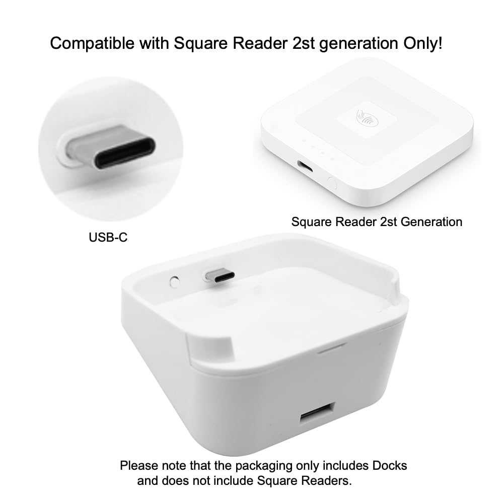 Dock Compatible With Square Reader 2Nd Generation, Square Card Reader Stand Holder, Anti Sleep Button, One Click To Turn On, Blu