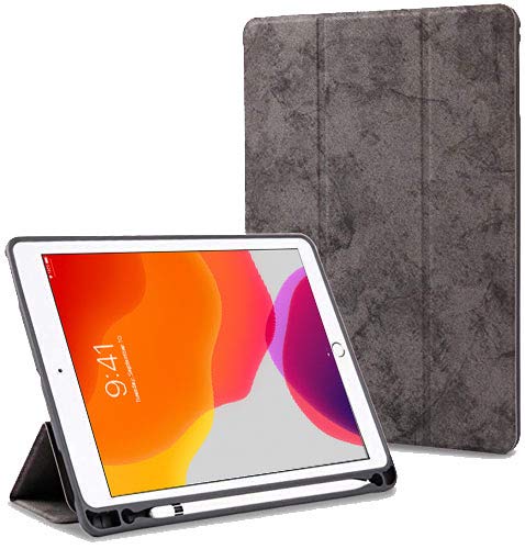 Proelite Smart Pu Flip Case Cover For Apple Ipad 10.2Inch / 7Th Gen With Pencil Holder, Grey