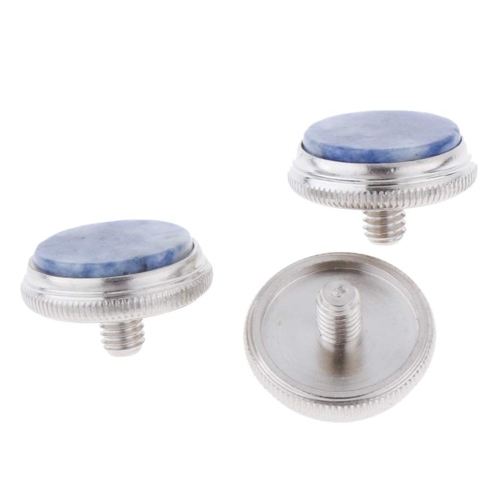 Liyafy 3Pcs Trumpet Valve Finger Buttons Musical Instruments Accessories Silver With Dark Blue Shell Inlay