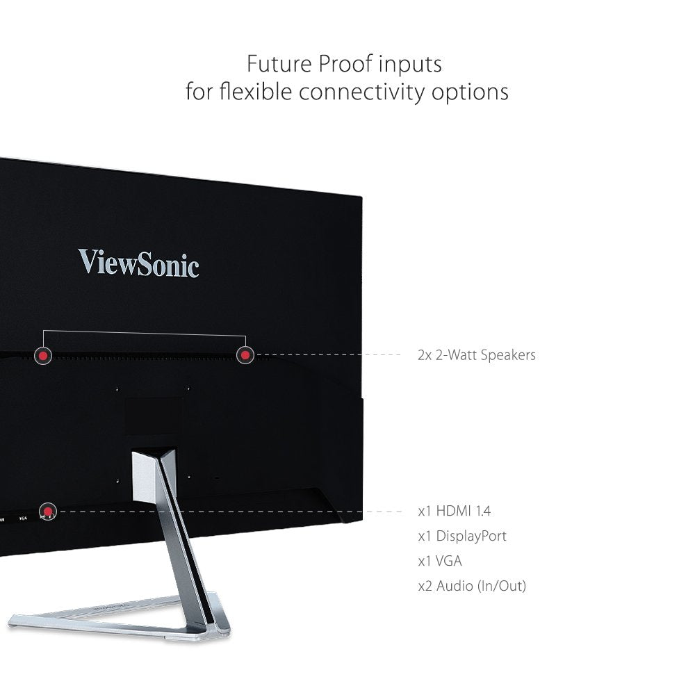 Viewsonic Vx3276 Mhd 32 Inch 1080P Frameless Widescreen Ips Monitor With Screen Split Capability Hdmi And Displayport