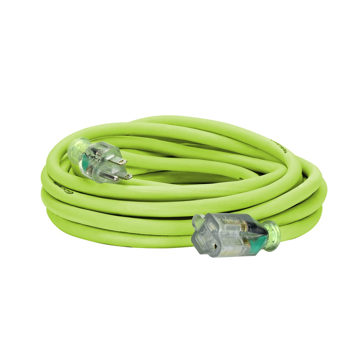 Flexzilla Pro Extension Cord, 12/3 AWG SJTW, 25 ft., Lighted Plug, Indoor/Outdoor, ZillaGreen - FZ512825