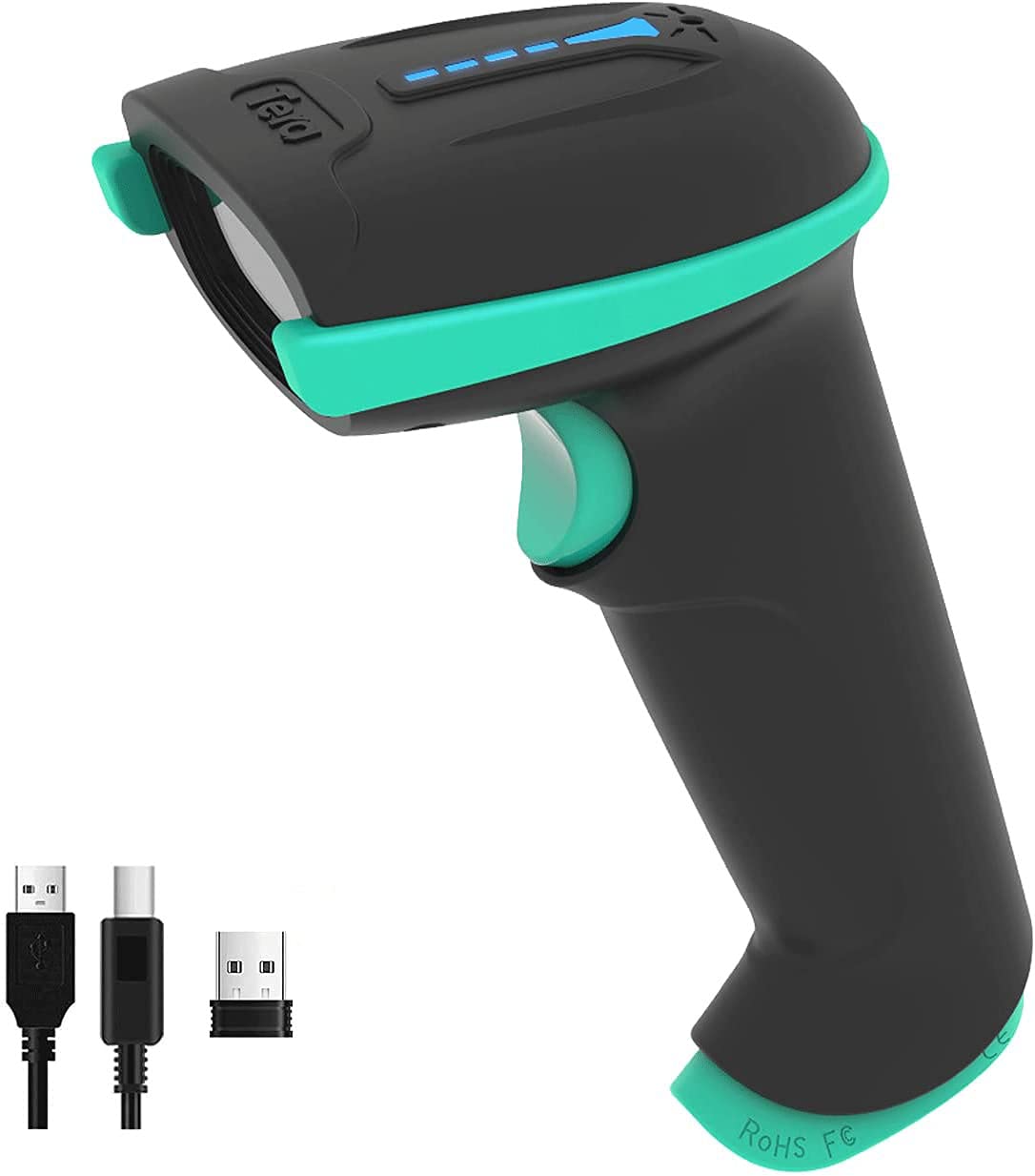 Tera Barcode Scanner Wireless Versatile 2-in-1 (2.4Ghz Wireless+USB 2.0 Wired) with Battery Level Indicator 328 Feet Transmissio
