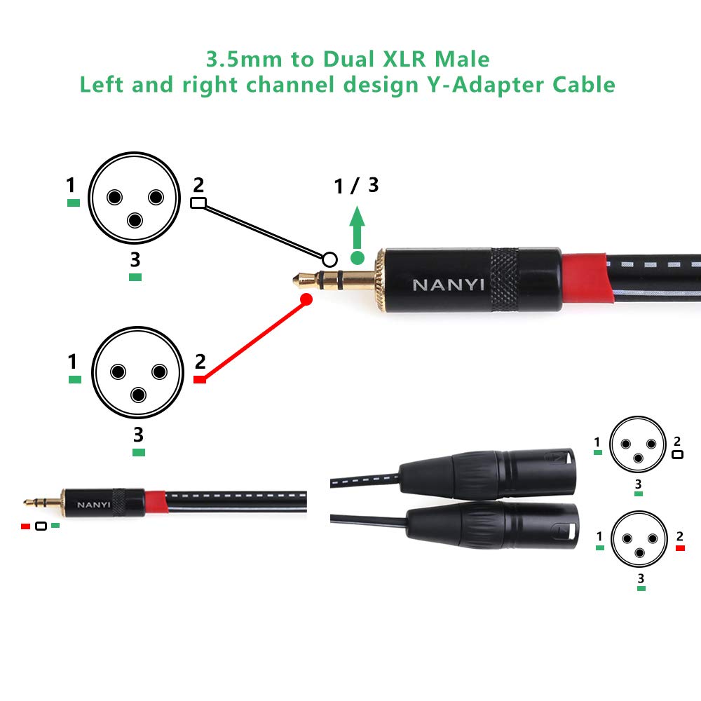 Nanyi Xlr 3.5Mm Male Splitter Cables, Trs Stereo Male To Two Xlr Male Interconnect Audio Microphone Cable, Y Splitter Adapter Ca