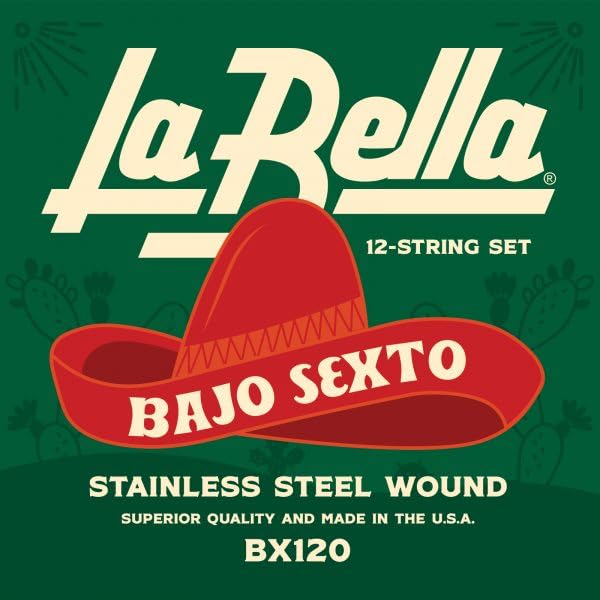 La Bella Bx120 Bajo Sexto 12- String Set Mexican Stainless Steel Wound 23-92