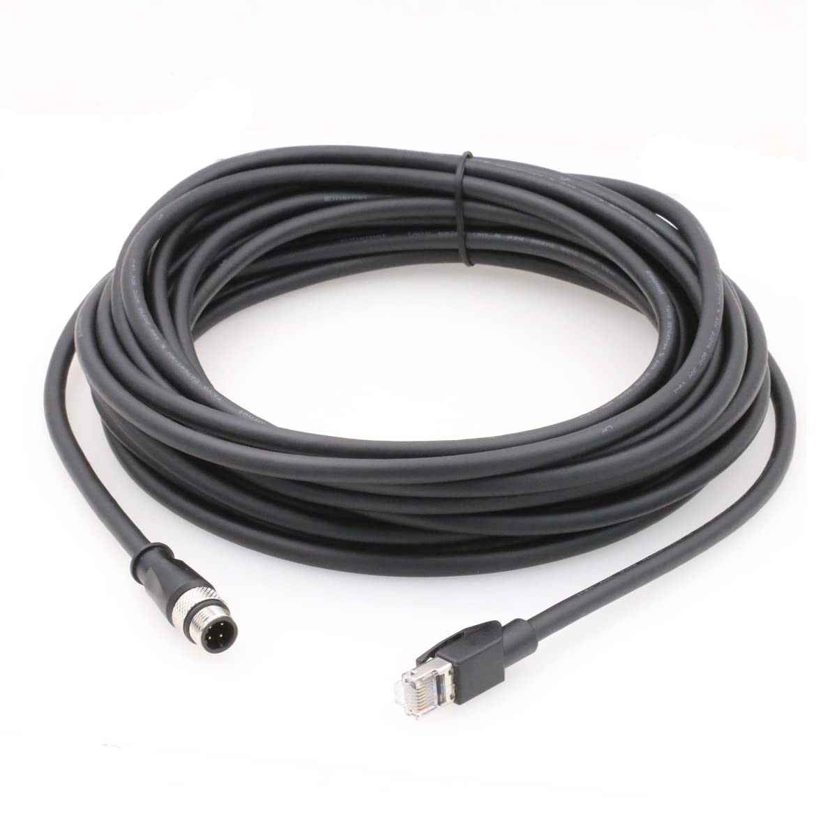 Szrmcc M12 Ethernet Cable D Code 4 Pin Male To Rj45 Connector High Flex Cat5E Shielded Waterproof Network Cable For Industrial Camera Sensor (15M,Black)