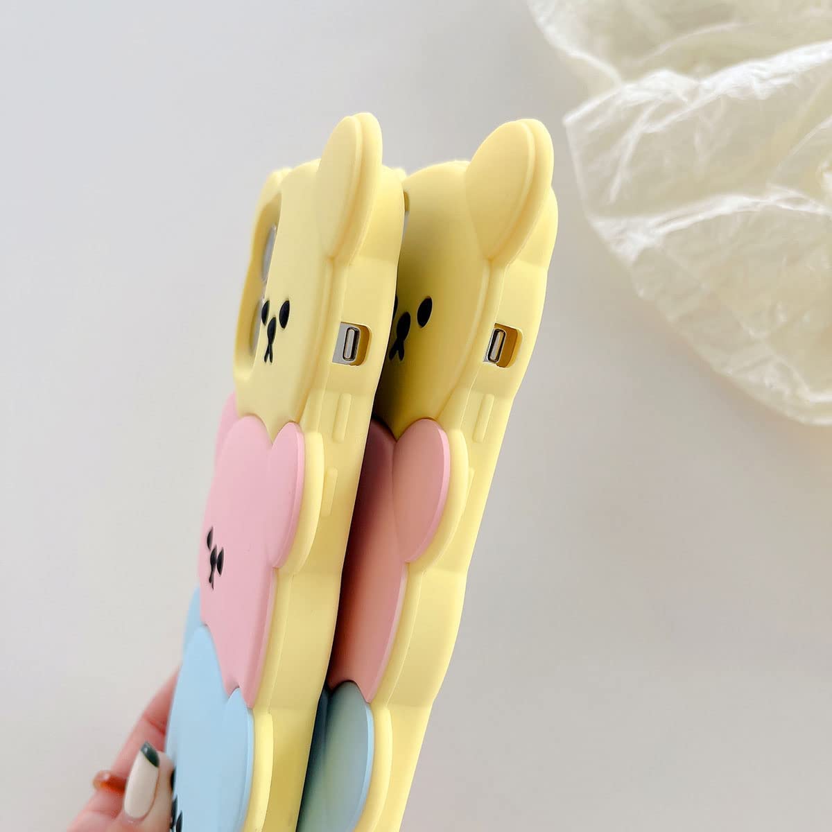 Yakvook For Iphone 14 Pro Bear Case, Kawaii Phone Cases 3D Silicone Cartoon Case With Keychain Fun Apply To Iphone 14 Pro Cute C