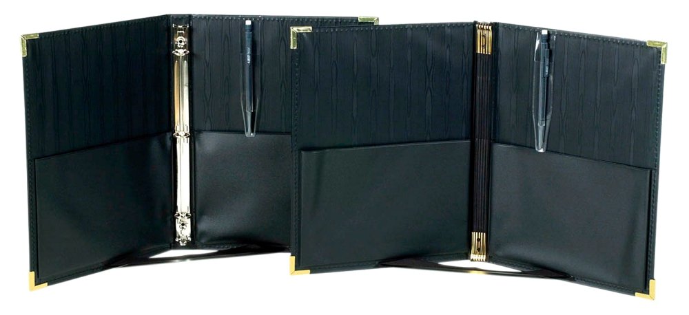 Marlo Plastics Premium Concert Choral Folder 9 1/4 X 12'' With Elastic Stays, Pockets, Brass Corners, Pencil   Black