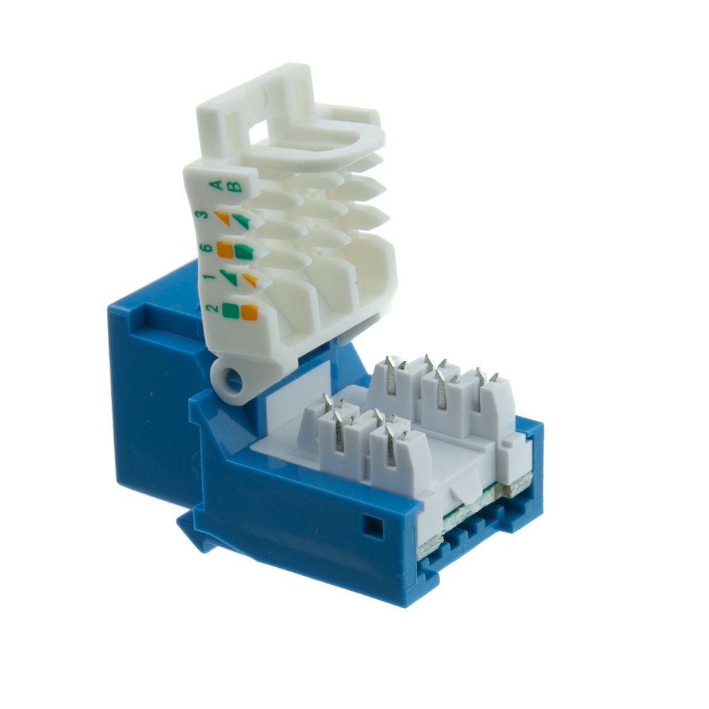 Cablewholesale Cat6 Keystone Jack, Blue, Toolless Rj45 Female (Utp) To 110 Punch Down Connector