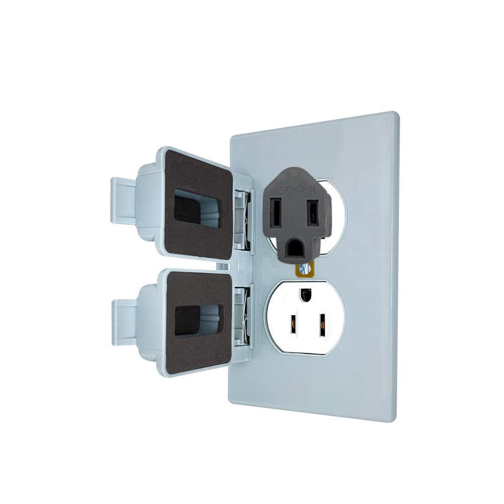 Lyoowng (3 Pack) 3 Prong To 2 Prong Adapter Grounding Converter Polarized 3 Pin To 2 Pin Power For Wall Outlets Plugs, Grey