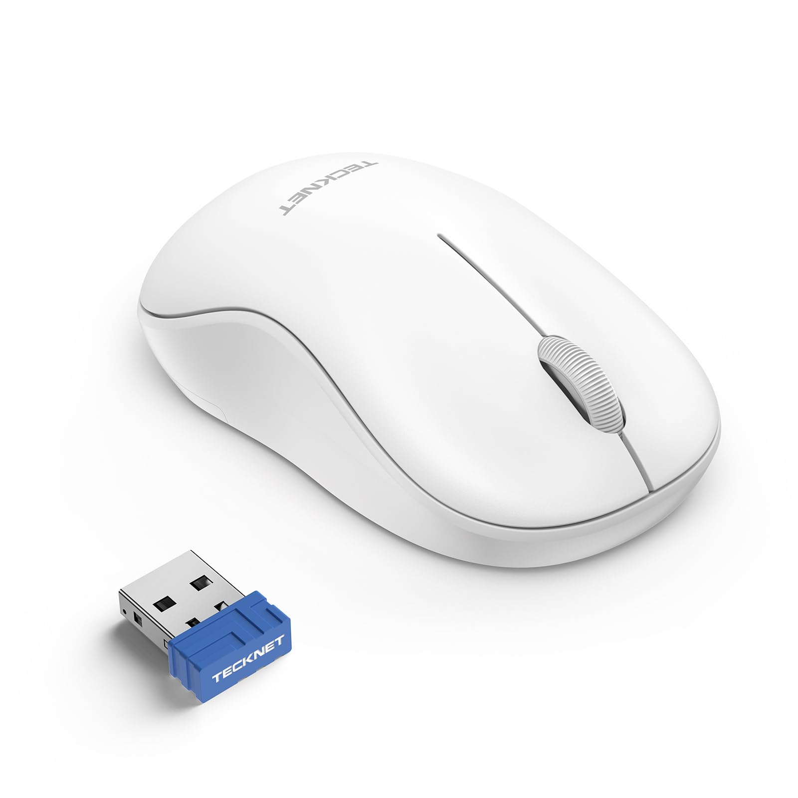 TECKNET Portable Ambidextrous 2.4 GHz Wireless Mouse for Laptop White