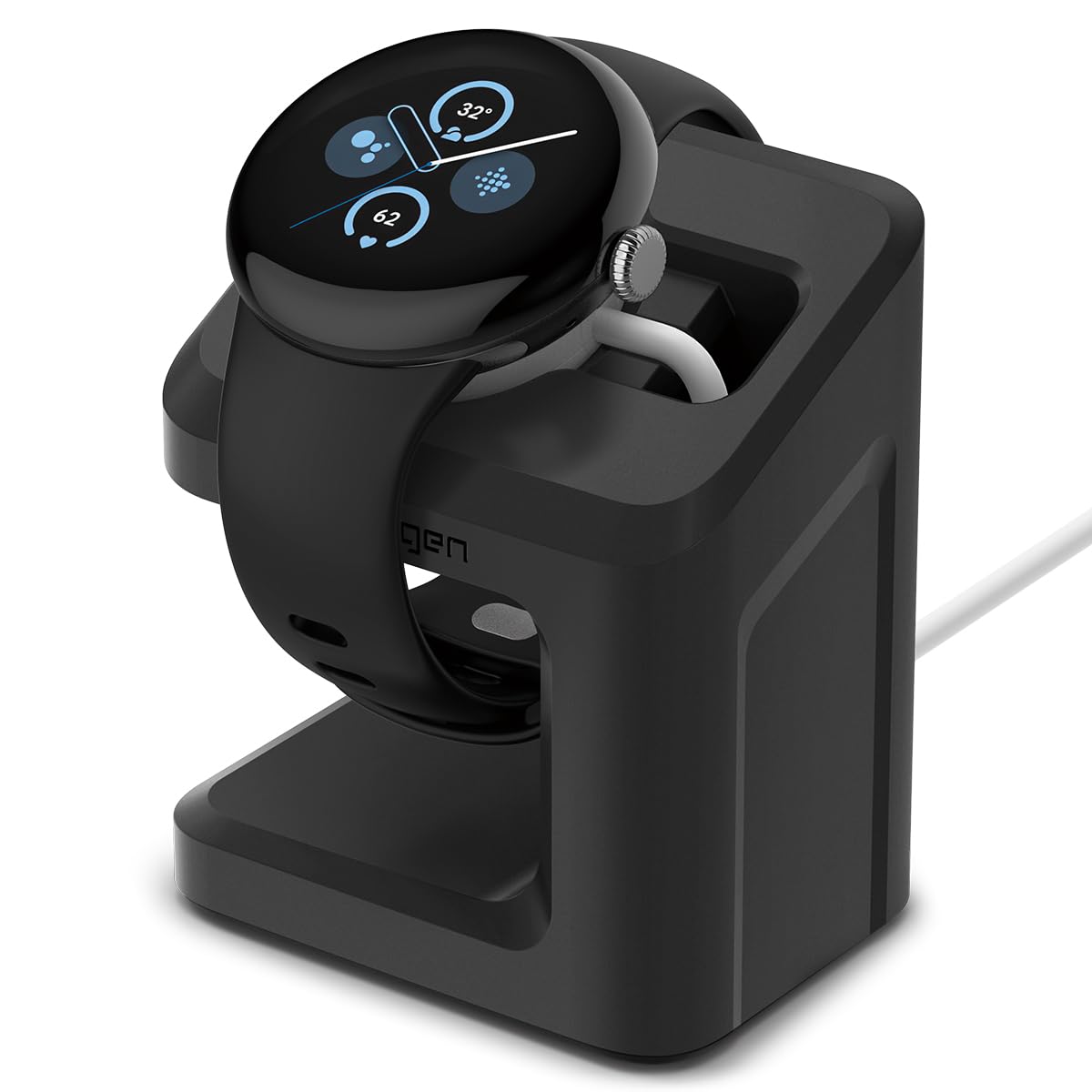 Spigen S355 Stand Designed for Google Pixel Watch 3/2 Charger Stand Durable TPU with Non-Slip Stable Base (NOT Compatible with P