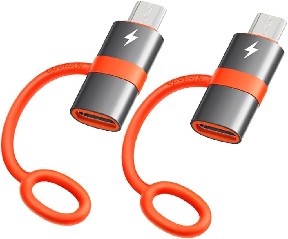 mcdodo USBC to Micro USB Adapter with Lanyard2Pack, Type C Female to Micro USB Male Convert Connector Support Charge & Data Tr
