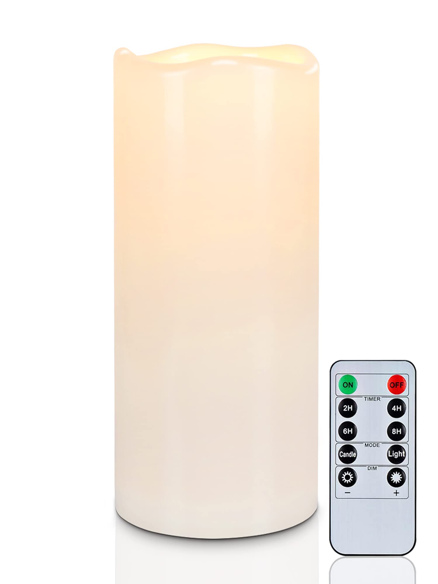 5Plots 4'' X 10'' Single Waterproof Outdoor Flameless Candles, Battery Operated Flickering Led Pillar Candles With Remote And Ti