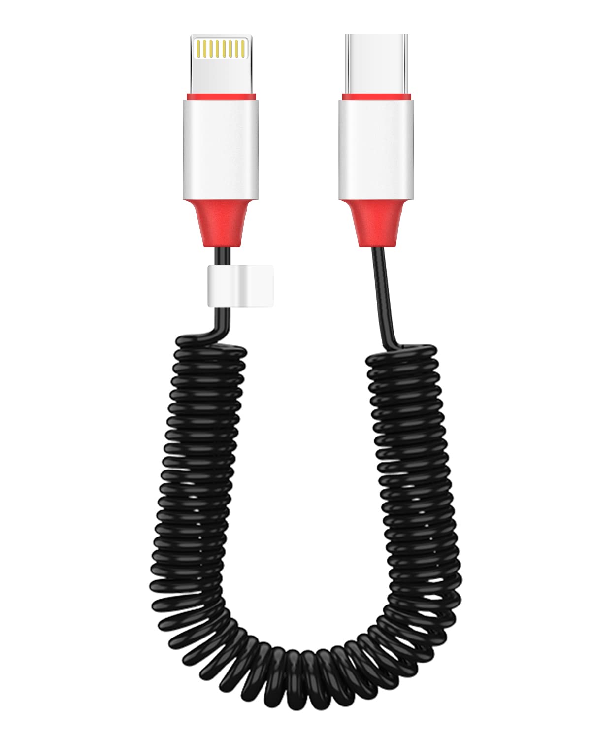 AICase Coiled USB C to Lightning Cable for Apple CarPlay,Expansion Spring Coiled Cable,PD Type C Scalable Charging Cable for iPhone 14/13/13 Pro 12 Pro Max 12 11 X XS XR 8 Plus,AirPods Pro