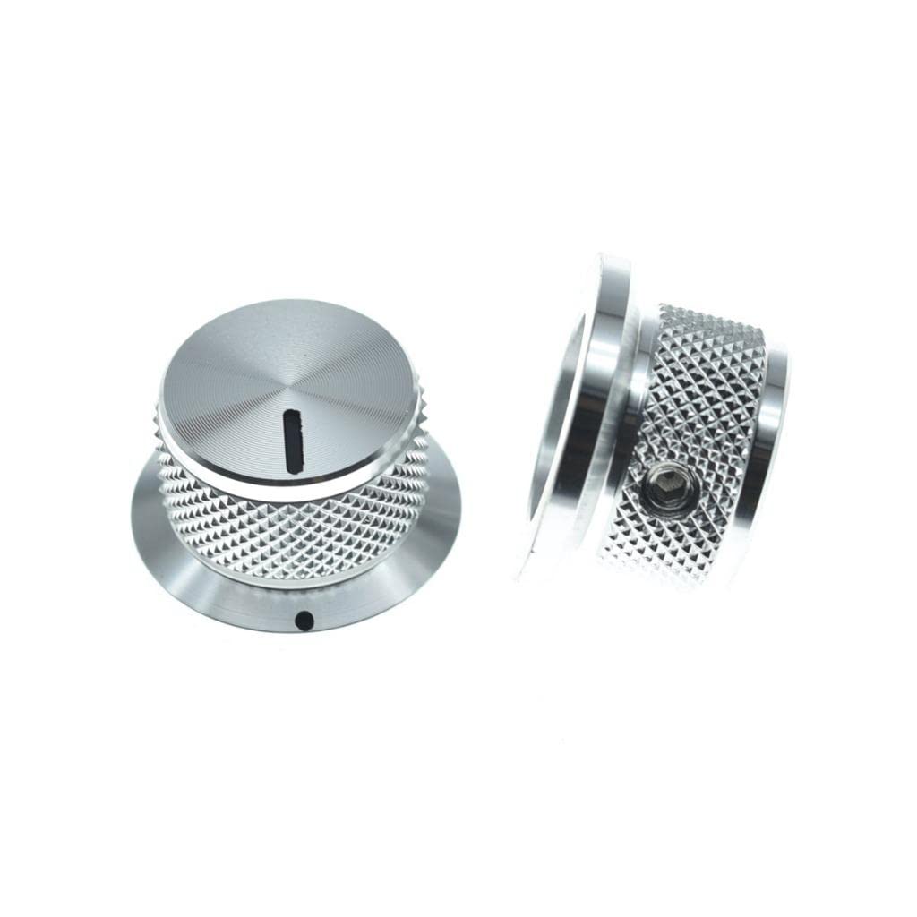2 Pack Set Screw Style Aluminium Potentiometer Knobs 1/4'' Universal Top Hat Knobs Bell Volume Tone Control Knobs For Guitar/Bas
