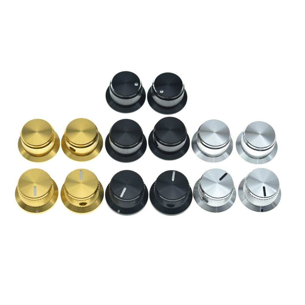 4 Pack Set Screw Style Aluminium Potentiometer Knobs 1/4'' Universal Top Hat Knobs Bell Volume Tone Control Knobs For Guitar/Bas