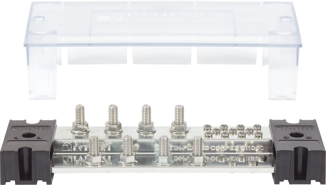 Blue Sea Systems 1990 Powerbar1000 8 X 3/8 Stud W/Cvr, 1000A, Beige