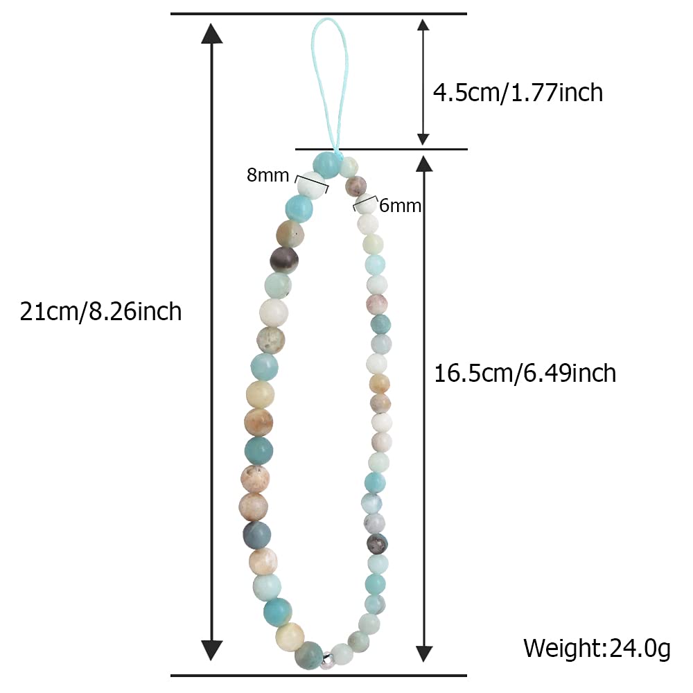 C&L Accessories Beaded Phone Charm Cell Phone Lanyard Wrist Strap Handmade Natural Gemstone Beads Phone Keychain Charm String De