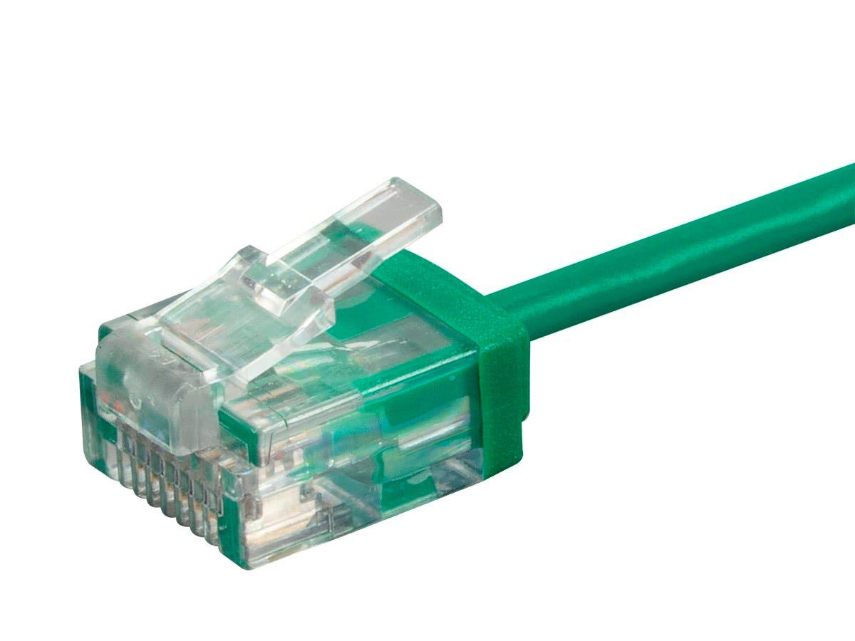 Monoprice Cat6 Ethernet Patch Cable   Snagless, 550Mhz, Utp, 32Awg, 1 Feet, Green   Micro Slimrun Series