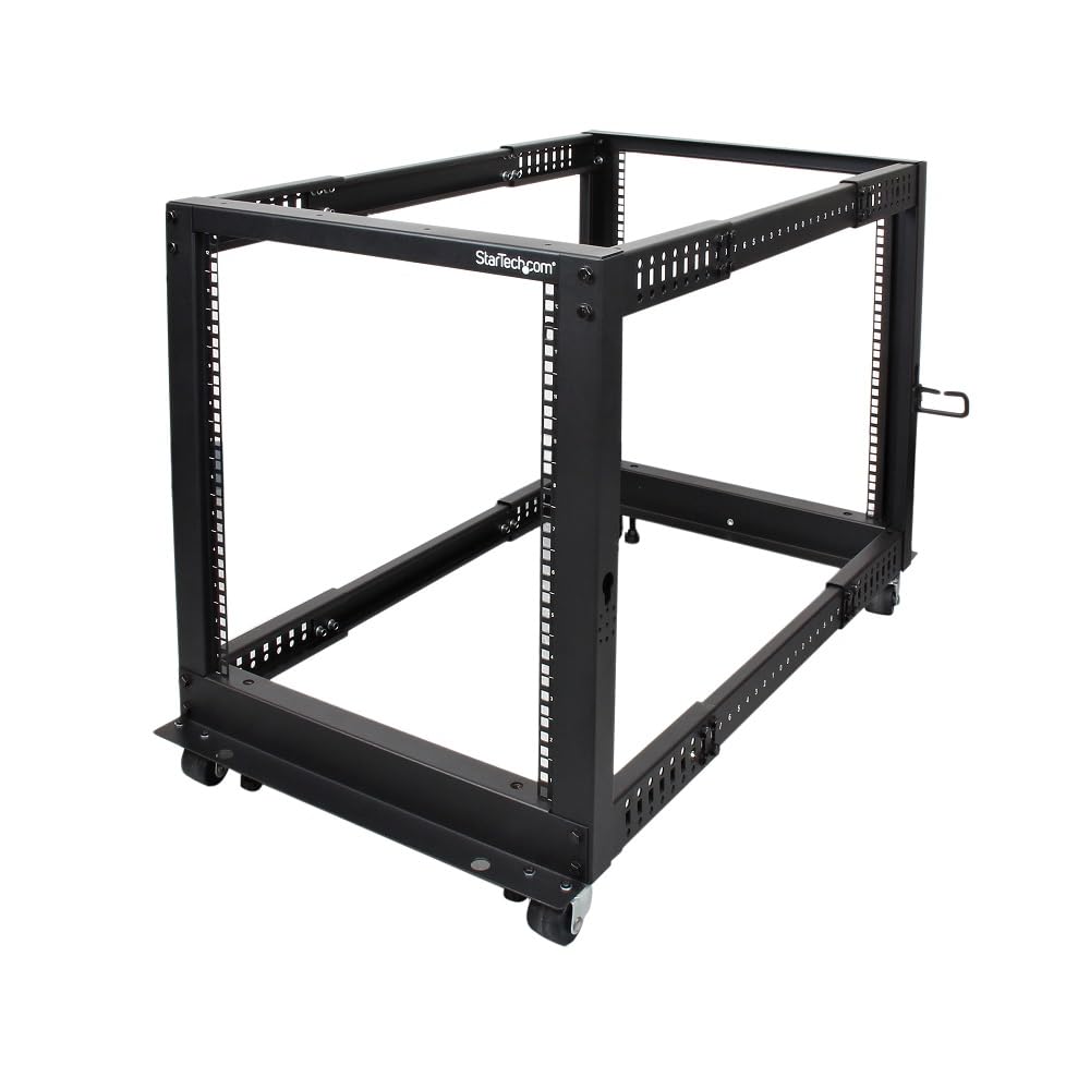 Startech.Com 4 Post 12U Mobile Open Frame Server Rack, 19In Network Rack With Wheels, Rolling Rack For Computer/Av/Data/It Equip