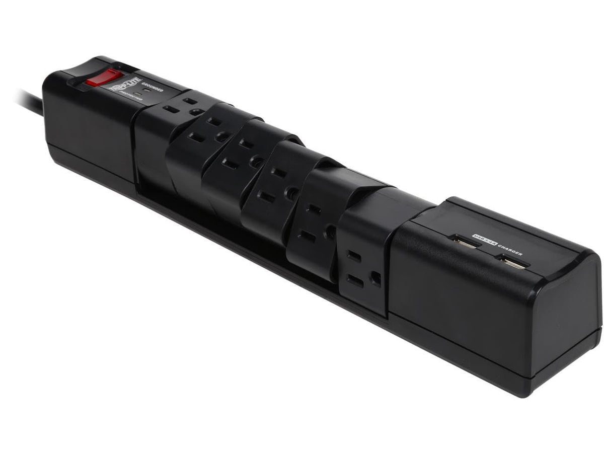 Tripp Lite Protect It 6 Rotatable Outlet Surge Protector 8Feet. Cord 1080 Joules 2 Usb Charging Ports (3.4A) Model Tlp608Rusbb