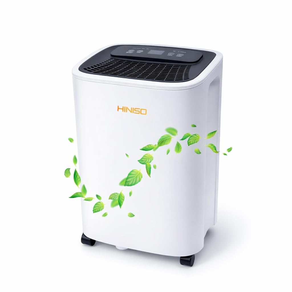 Hiniso 10L Smart Compressor Dehumidifier For Home & Basement Up To 2000 Sq.Ft With Wifi Remote App Control, Auto Defrost, Overfl