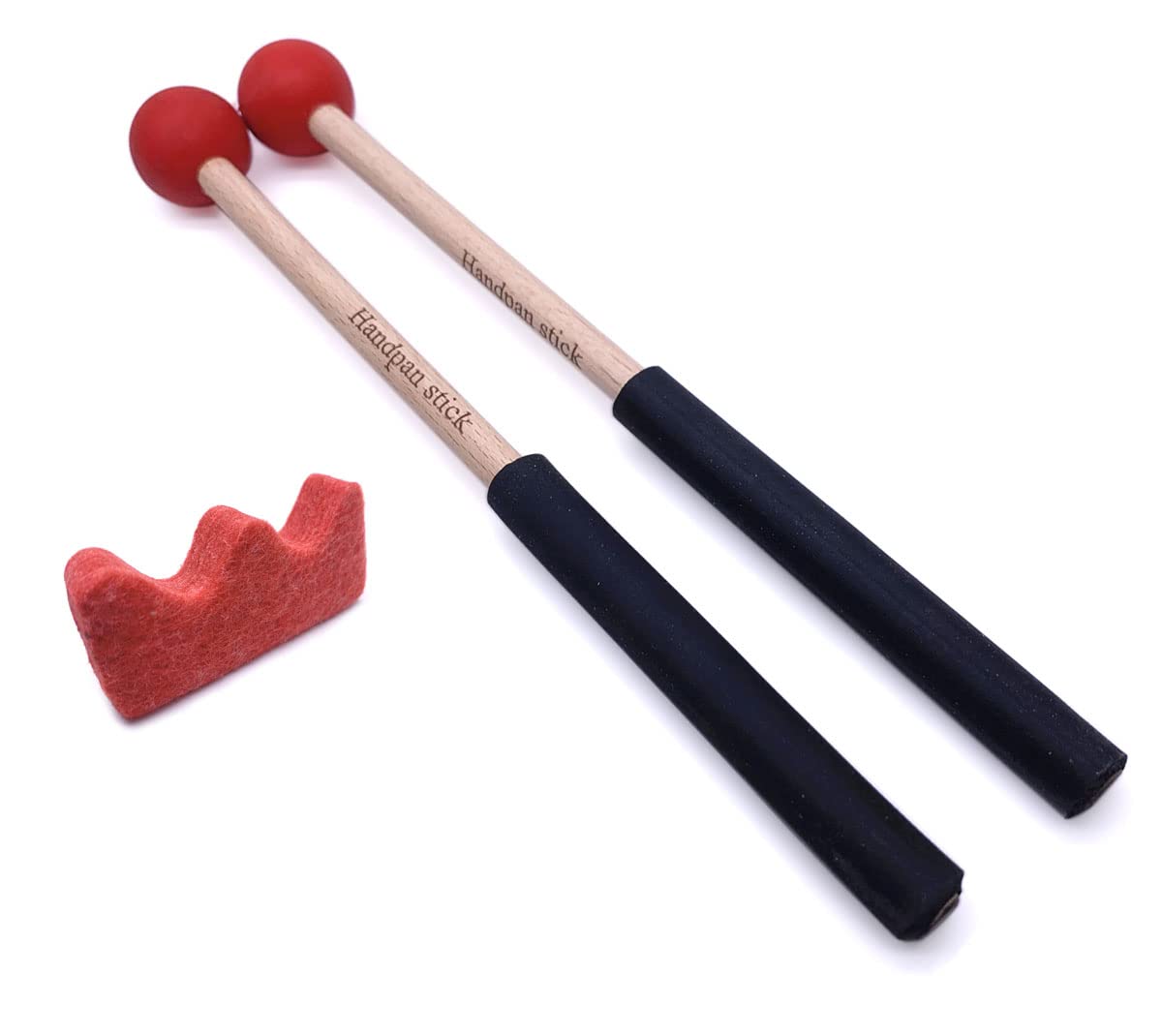 Tuoren 1 Pair Tongue Drum Mallets With Bracket Handpan Drum Sticks Rubber Mallet Percussion Instrument Accessory (Red)