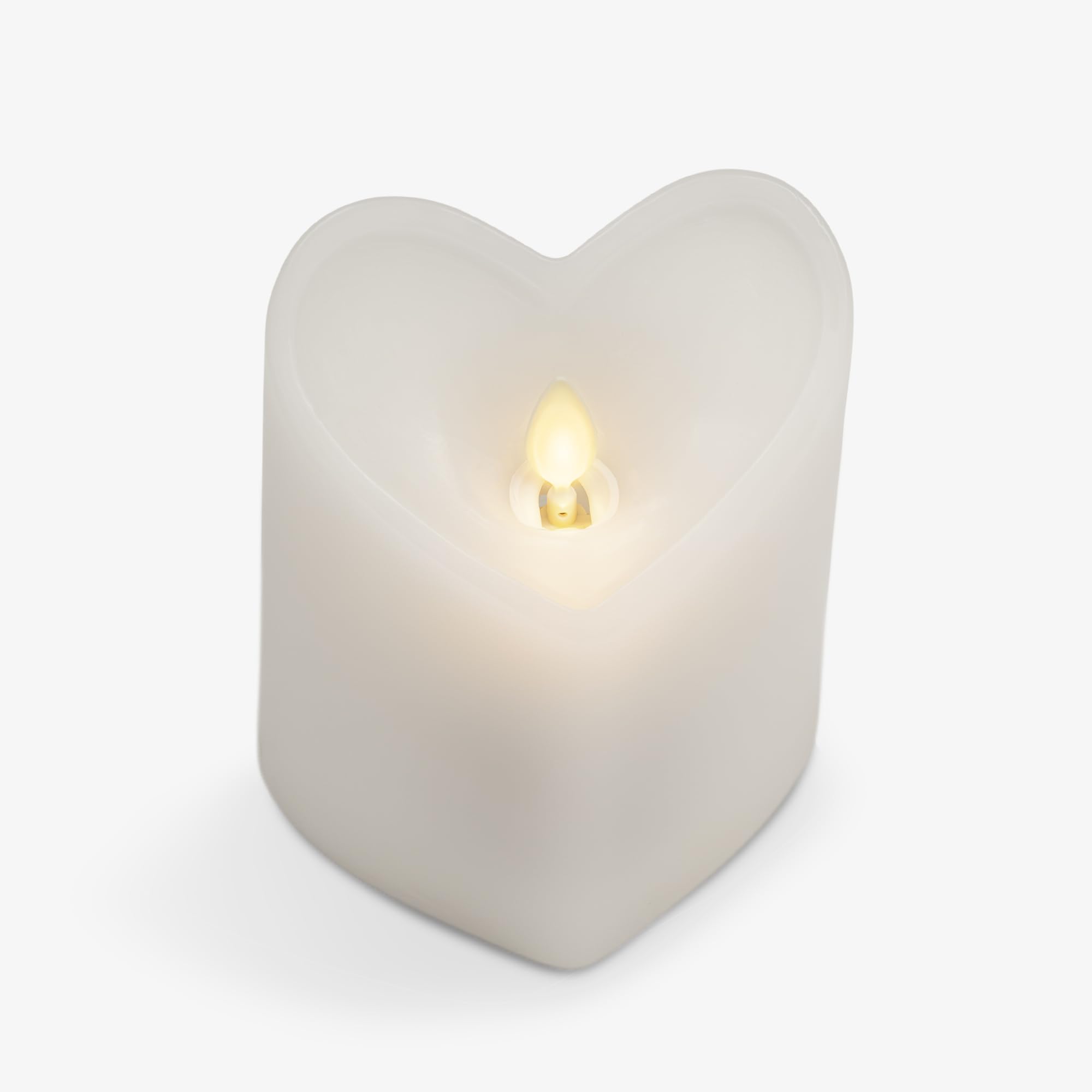 Luminara White Heart Shaped Pillar Candle   Flickering Real Flame Technology   Remote Ready   Romantic Valentine'S Collection