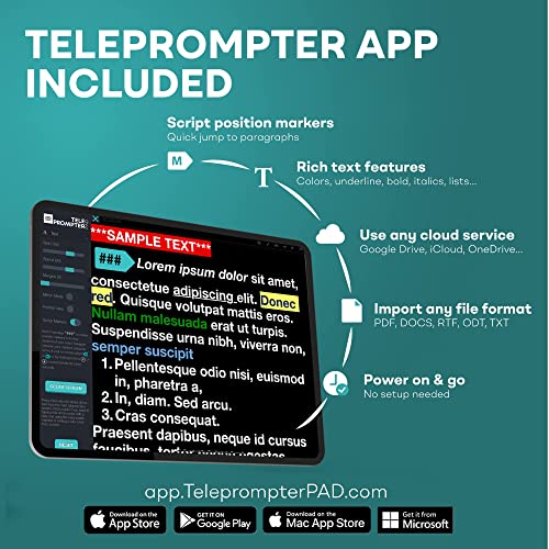 Teleprompter Pad Bluetooth Remote Control For Teleprompter, Includes Teleprompter App For Apple, Android Windows & Mac, Wireless