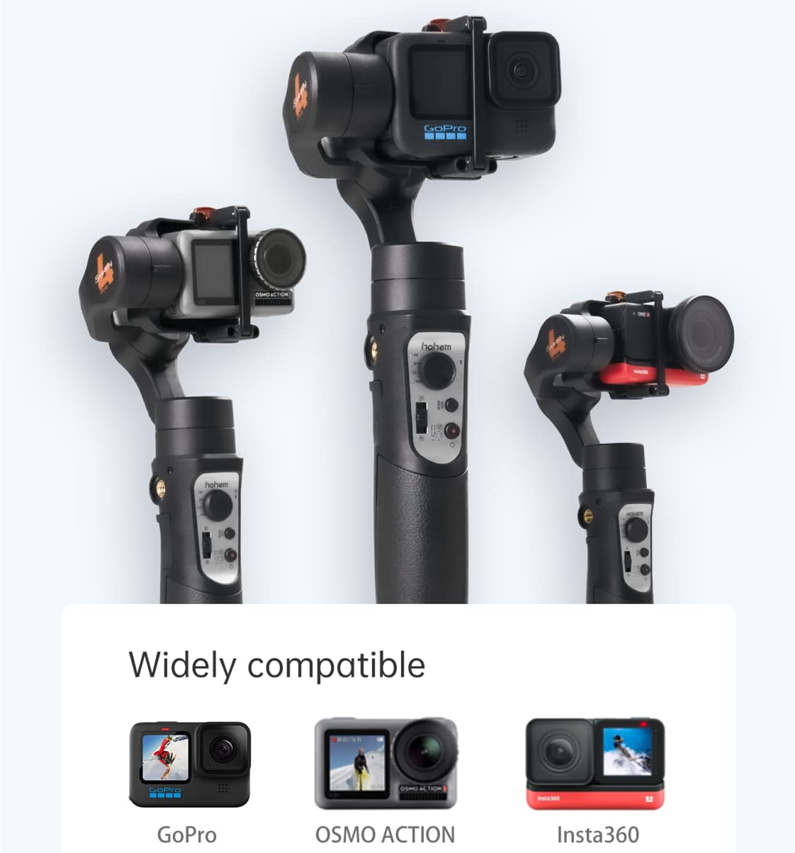 Hohem iSteady Pro 4 Black 3-Axis Splashproof Gimbal for GoPro Hero & DJI OSMO Action - 14Hrs Runtime, Quick Mounting