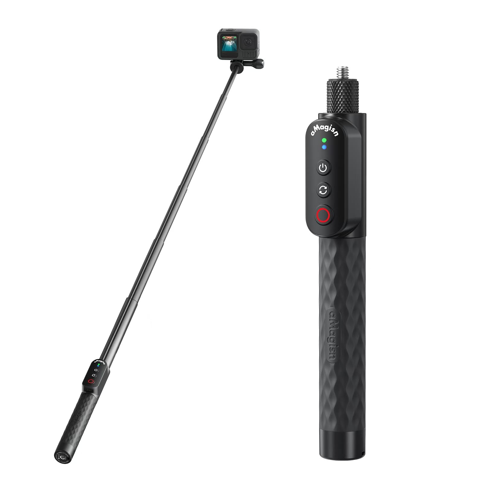 Aovee Remote Control Selfie Stick Rechargeable Waterproof 100CM Stretchable Compatible with Insta360/Gopro Action Camera and iOS