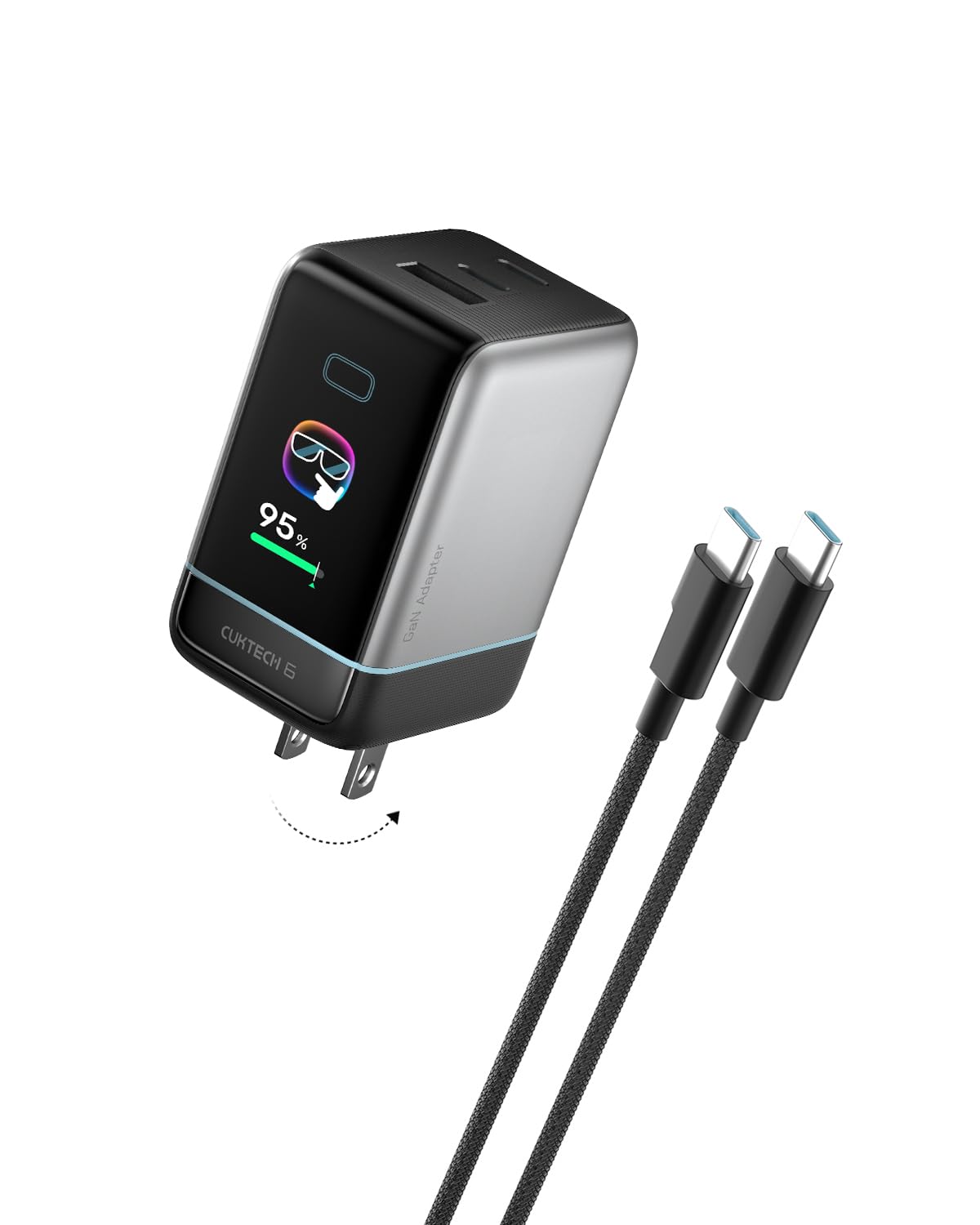 CUKTECH 65W USB C Charger for Phone and Laptop, Smart Display, GaN Charger