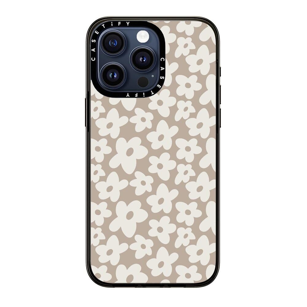 Casetify Compact Case For Iphone 15 Pro Max [2X Military Grade Drop Tested / 4Ft Drop Protection]   Natural Flower   Clear Black