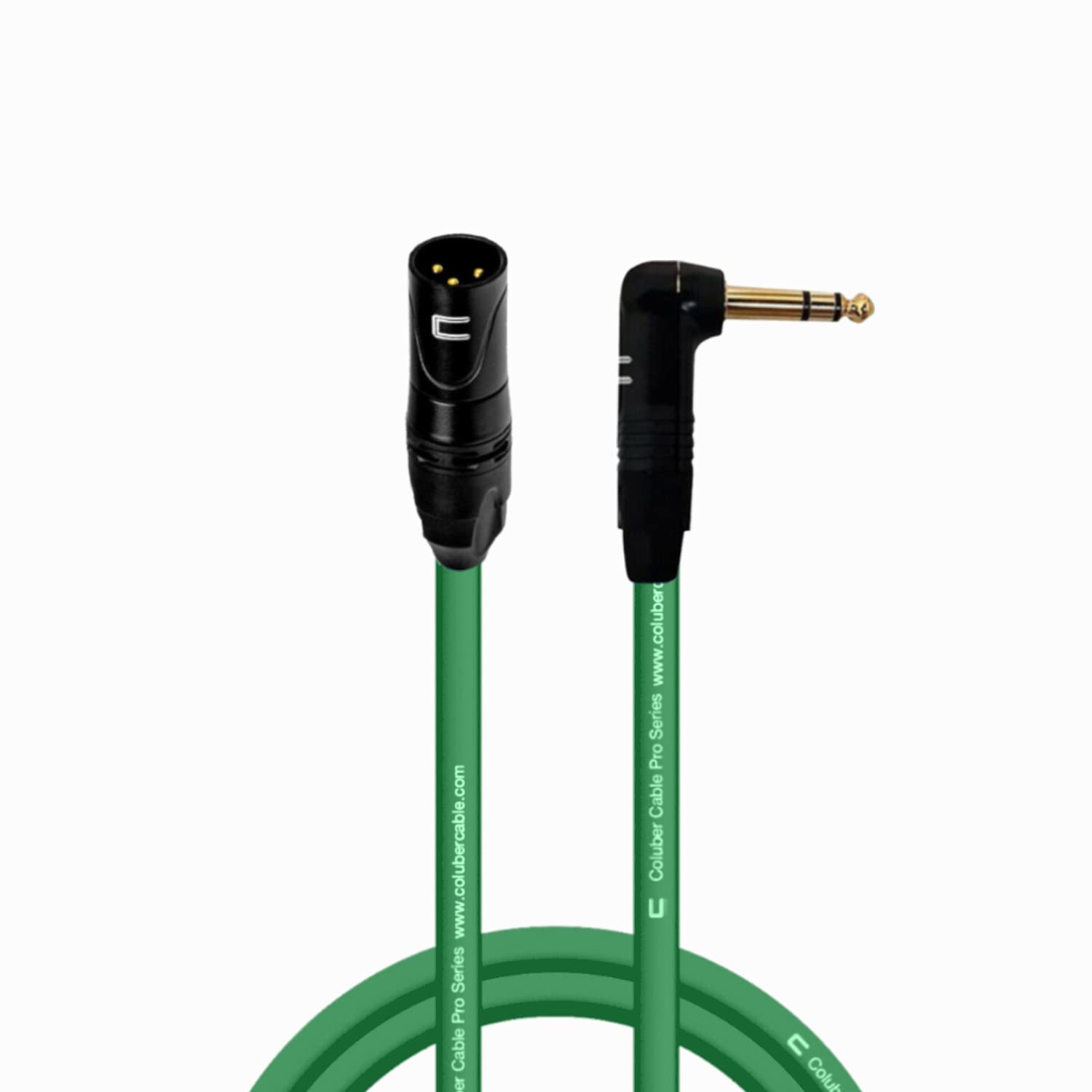 Balanced Xlr Cable Male To Right Angle 1/4'' Trs   6 Feet Green   Pro 3 Pin Microphone Connector For Powered Speakers, Audio Int