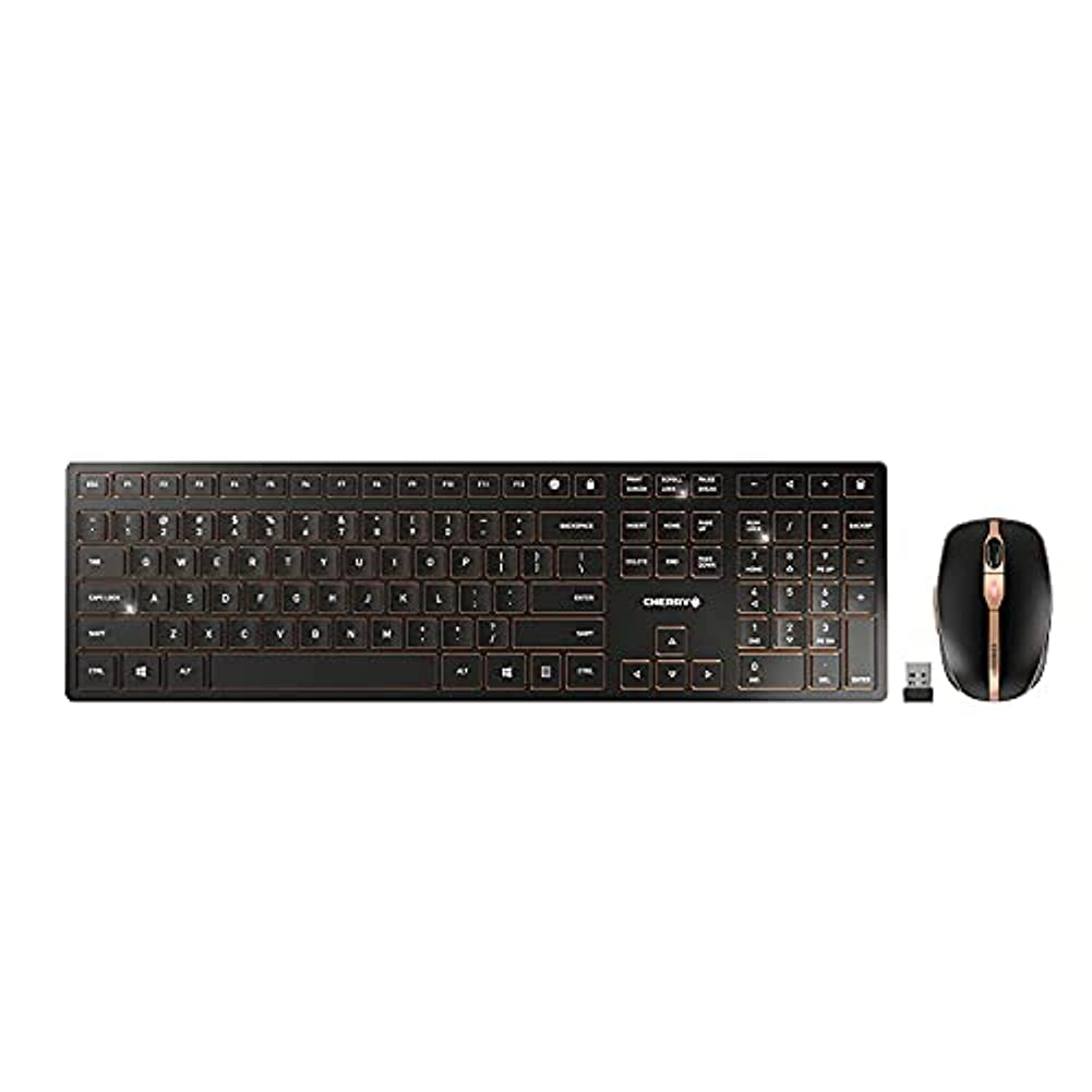 Cherry Dw 9100 Slim Wireless Keyboard And Mouse Set Combo Rechargeable With Sx Scissor Mechanism, Silent Keystroke Quiet Typing 