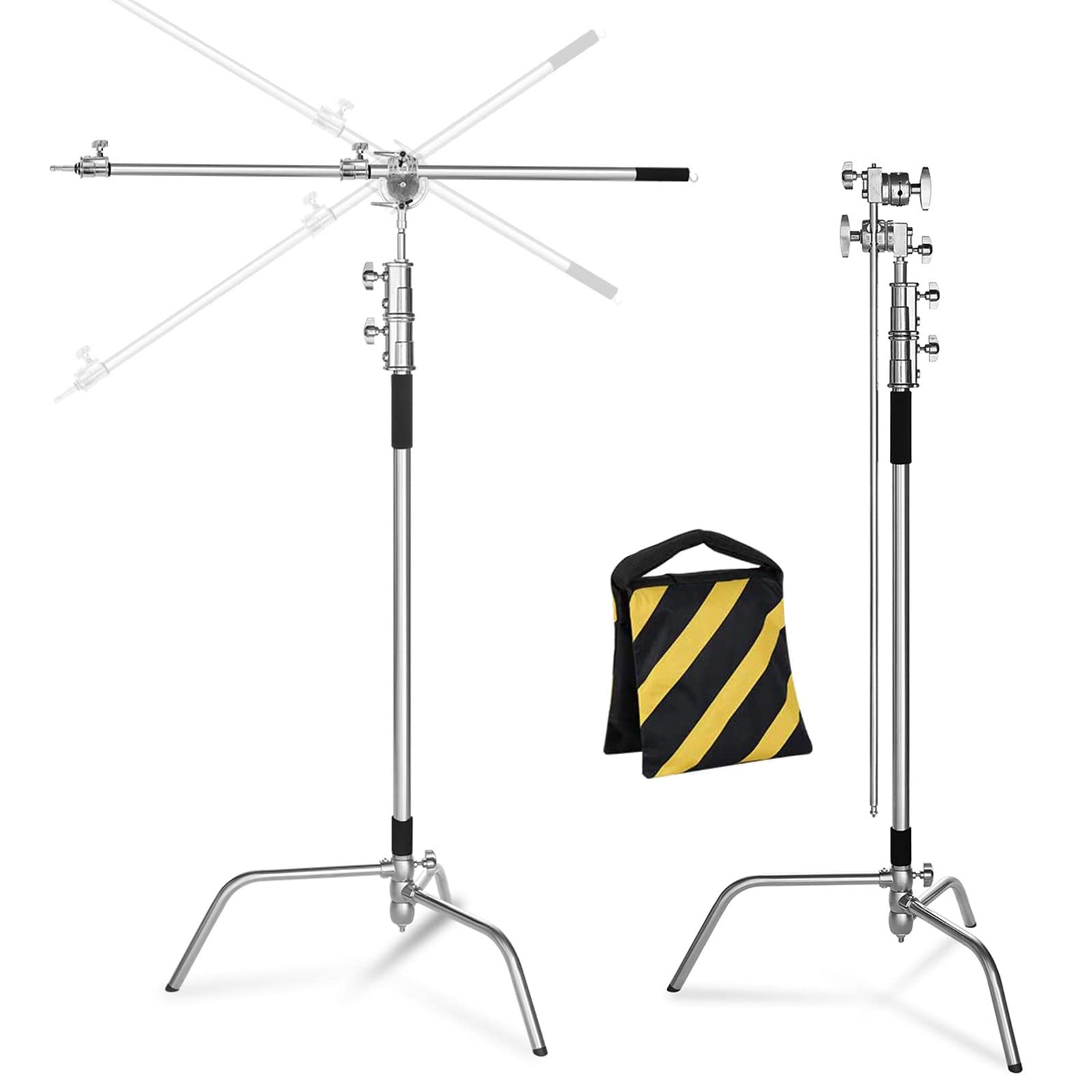 Lapgood 100% Stainless Steel Heavy Duty C Stand With Boom Arm   Max Height 10.8Ft/330Cm Photography Light Stand With 4.2Ft/127Cm