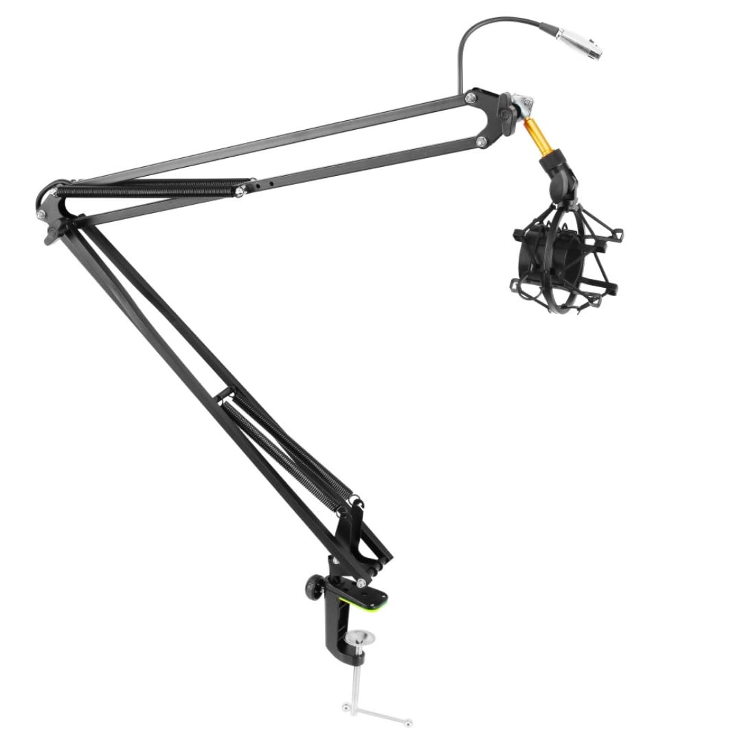 Pyle Suspension Microphone Boom Pro Desktop Scissor Mic Stand Spring Arm With Shock Mount (Pmksh04)