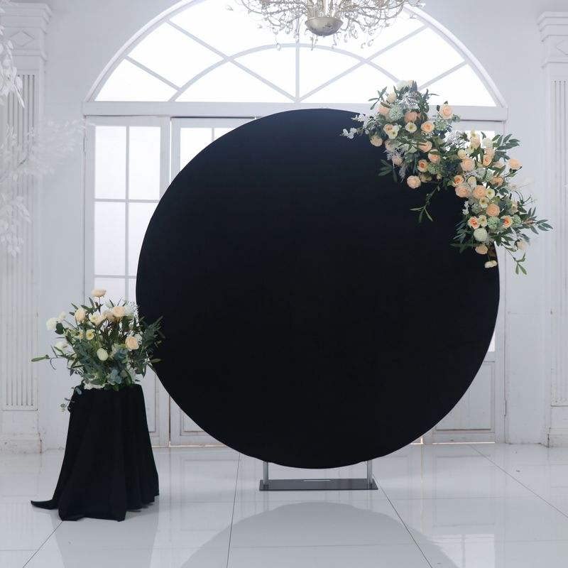 6.5Ft Black Round Backdrop Cover For 6.5Ft / 6.6Ft Circle Stand, Wrinkle Free Stretchy Circle Arch Round Backdrop Cover For Part