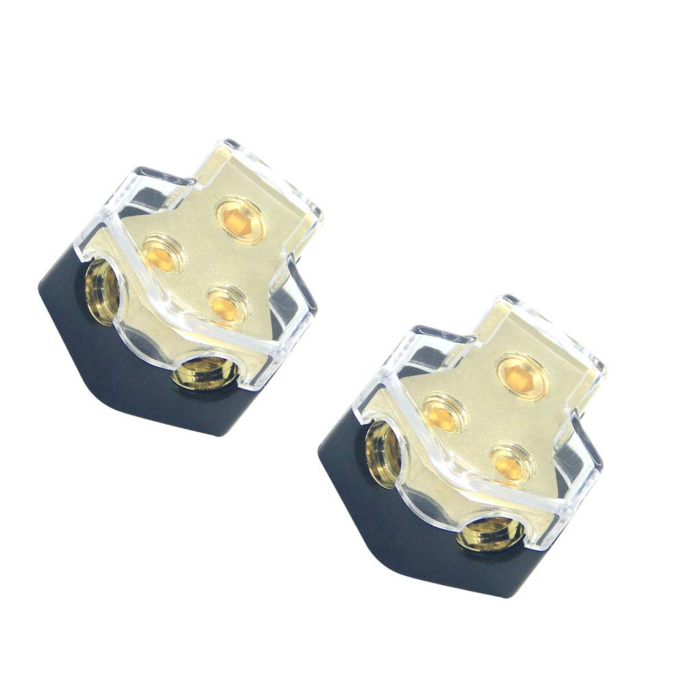 ZOOKOTO 0/2/4 Gauge in 4/8/10 Gauge Out Amp Power Distribution Block Car Audio Splitter 2 Way Outputs Power Distributor Block Fu