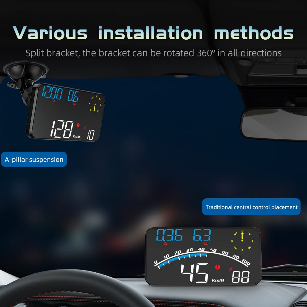 Veesa Digital Gps Speedometer, Car Universal Hud Head Up Display With Speed Mph, Compass Driving Direction, Fatigue Driving Remi