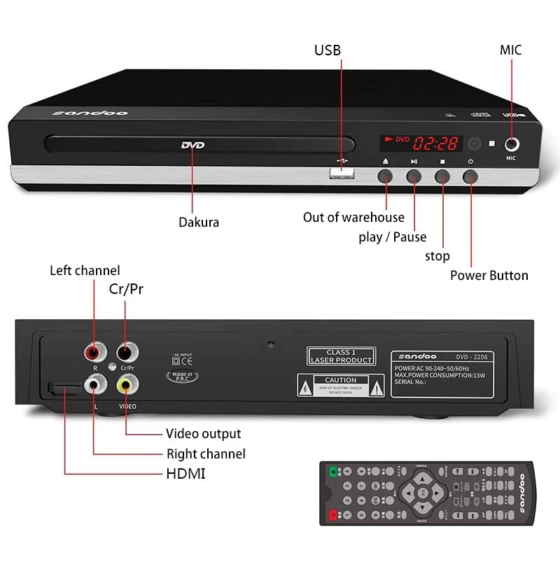 1080P Dvd Player For Tv Cd Player For Home Hdmi And Rca Cables Remote Control Usb Input All Region Free Breakpoint Memory Suppor