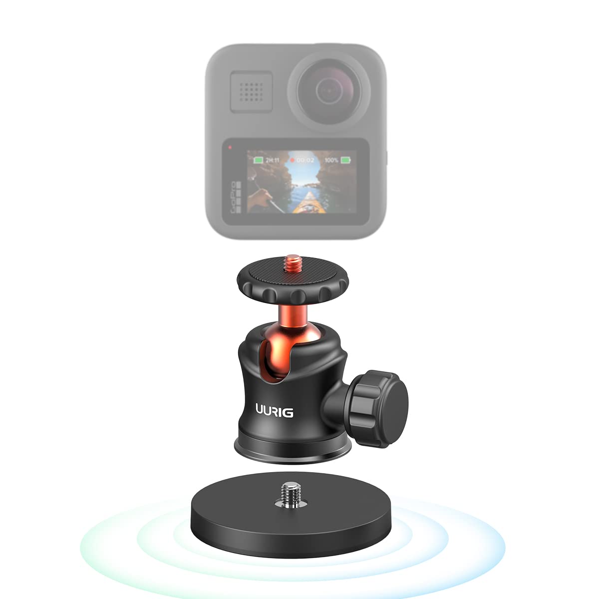 Vrig Select Magnetic Camera Mount With Mini Ball Head, Compatible With Gopro, Akaso, Insta360, Dji Osmo Action Cameras
