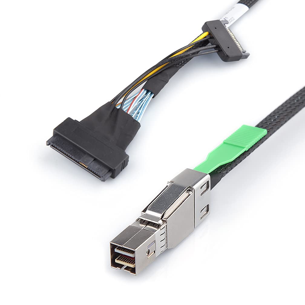 Mini Sas Sff 8644 To U.2 Sff 8639 Nvme Ssd Cable With 15P Sata Power Cable, External 26Pin To Internal Sas Cable For Datacenter,