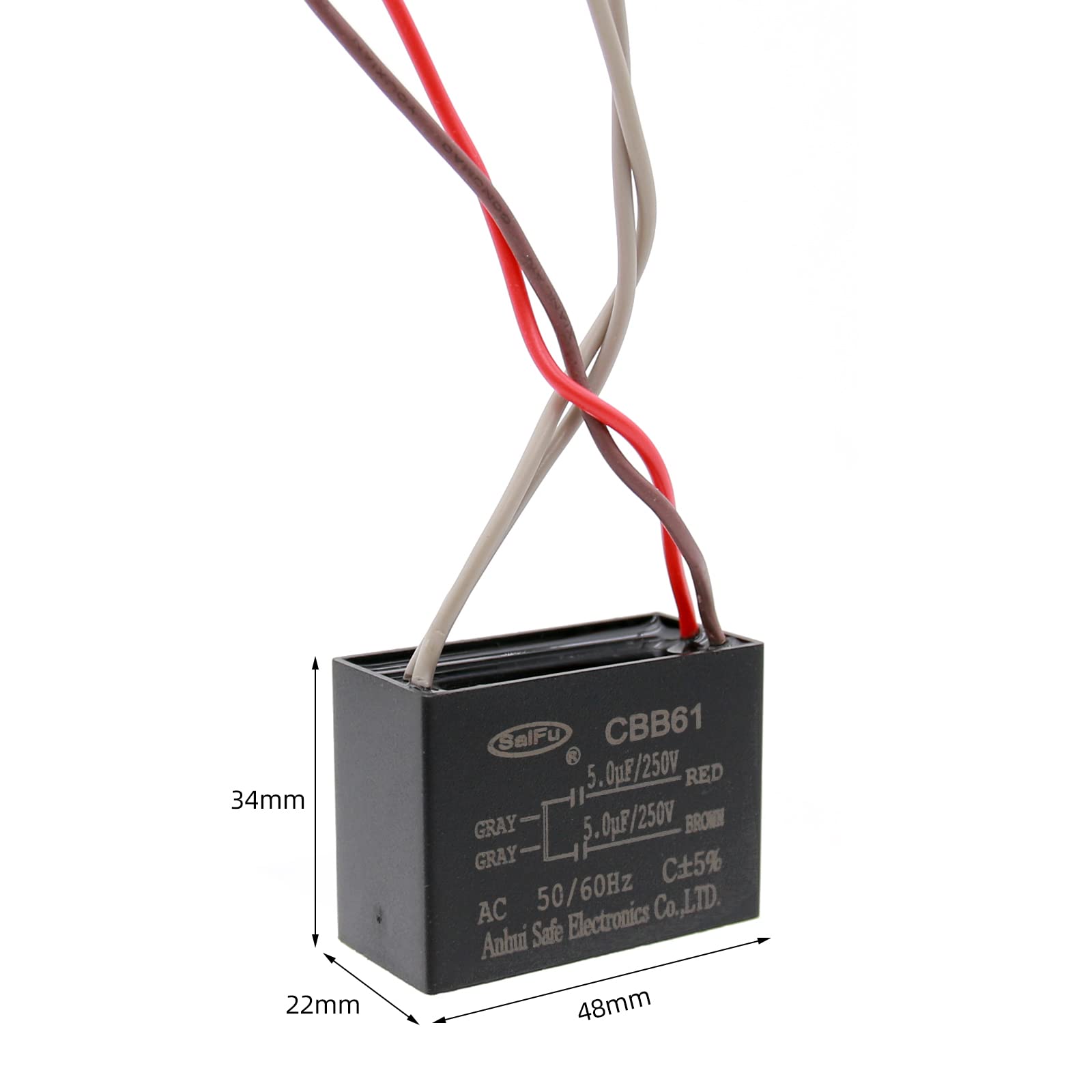 Akzytue Cbb61 Capacitor 5Uf+5Uf 250V Ac Ceiling Fan 4 Wire 50/60Hz For Starting Electric Fan Generator Pump Motor