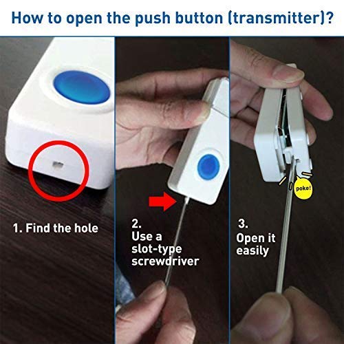 Sadotech Wireless Doorbell For Home   Battery Operated, 1000 Feet, Waterproof Door Bell W/Led Flash, 1 Push Button + 1 Receiver,