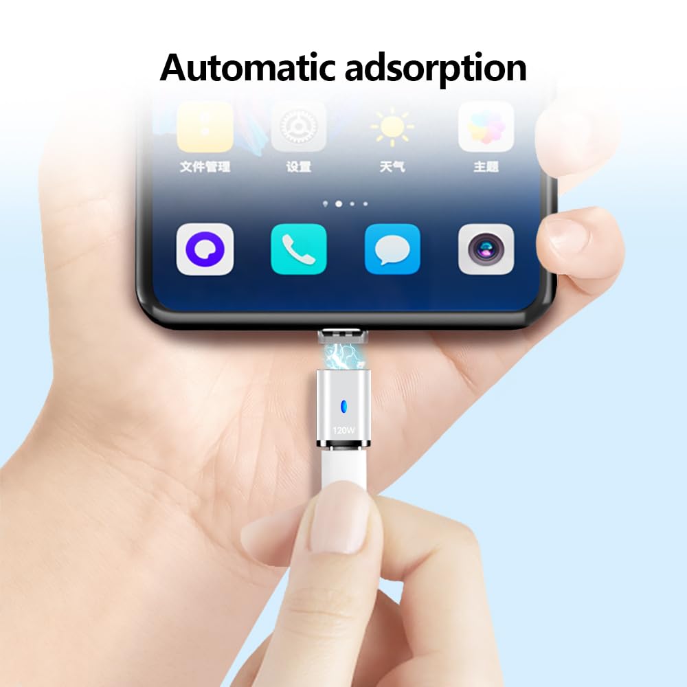 Sheeast Usb C Magnetic Adapter 2 Pack, Usb2.0 Type C Straight Connector 5Pin With Pd 120W Charge And 480Mbps Data Transfer, Comp