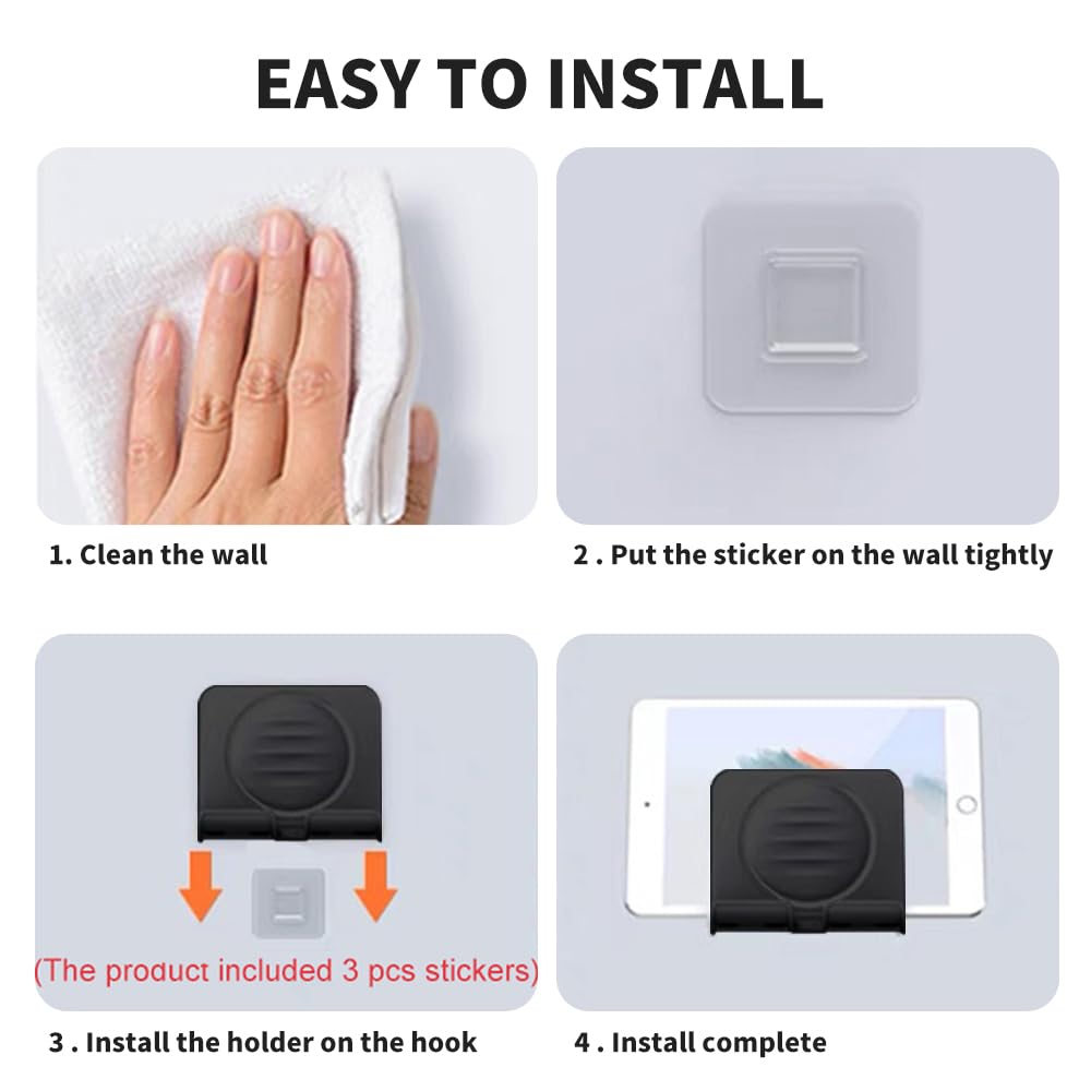 Oolycio Upgraded Shower Phone Holder Tablet Wall Mount Phone Holder Removable,Self-Adhesive Cell Phone Holder For Bed Bathroom K