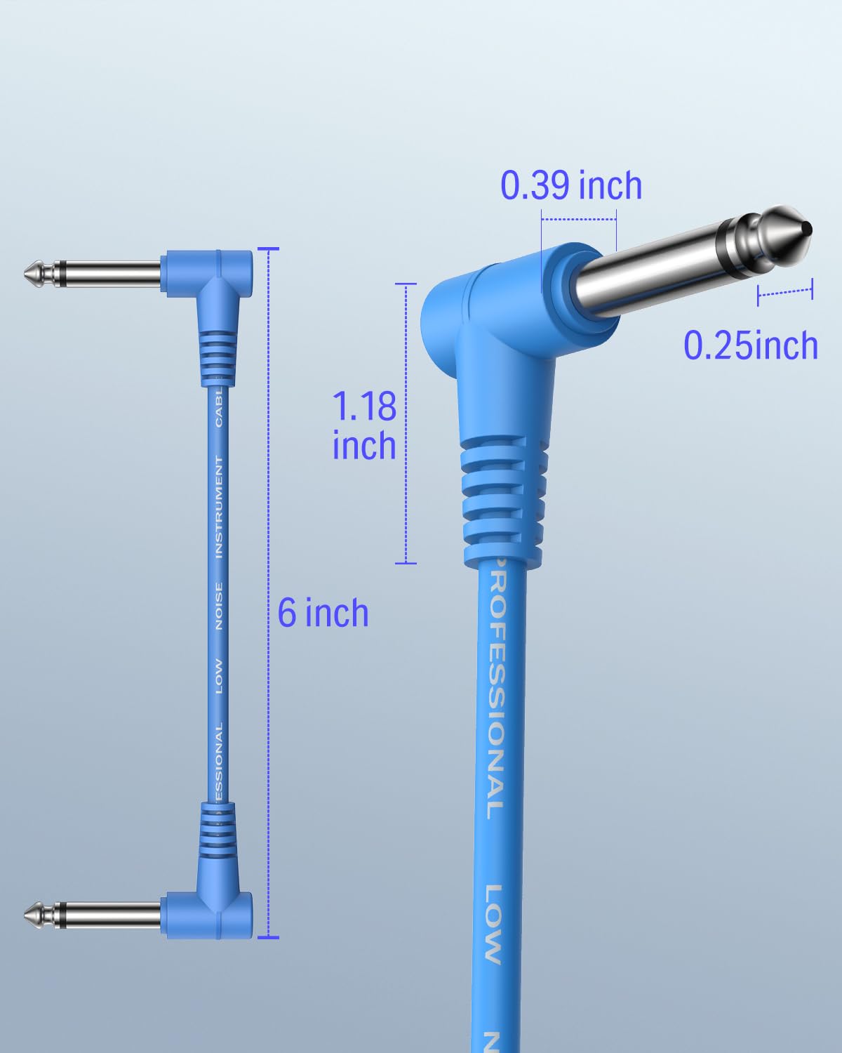 Donner 6 Inch Guitar Patch Colored Cable 6 Pack, Ts 1/4'' Right Angle To Ts 1/4'' Right Angle
