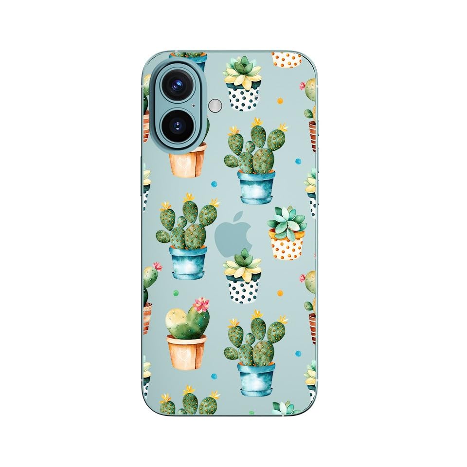 Blingy'S For Iphone 16 Case, Cute Cactus Pattern Fun Floral Succulents Design Transparent Soft Tpu Protective Clear Case (6.1 In